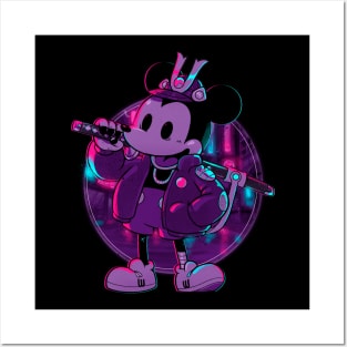 Cyber Samurai Mouse v Neon Posters and Art